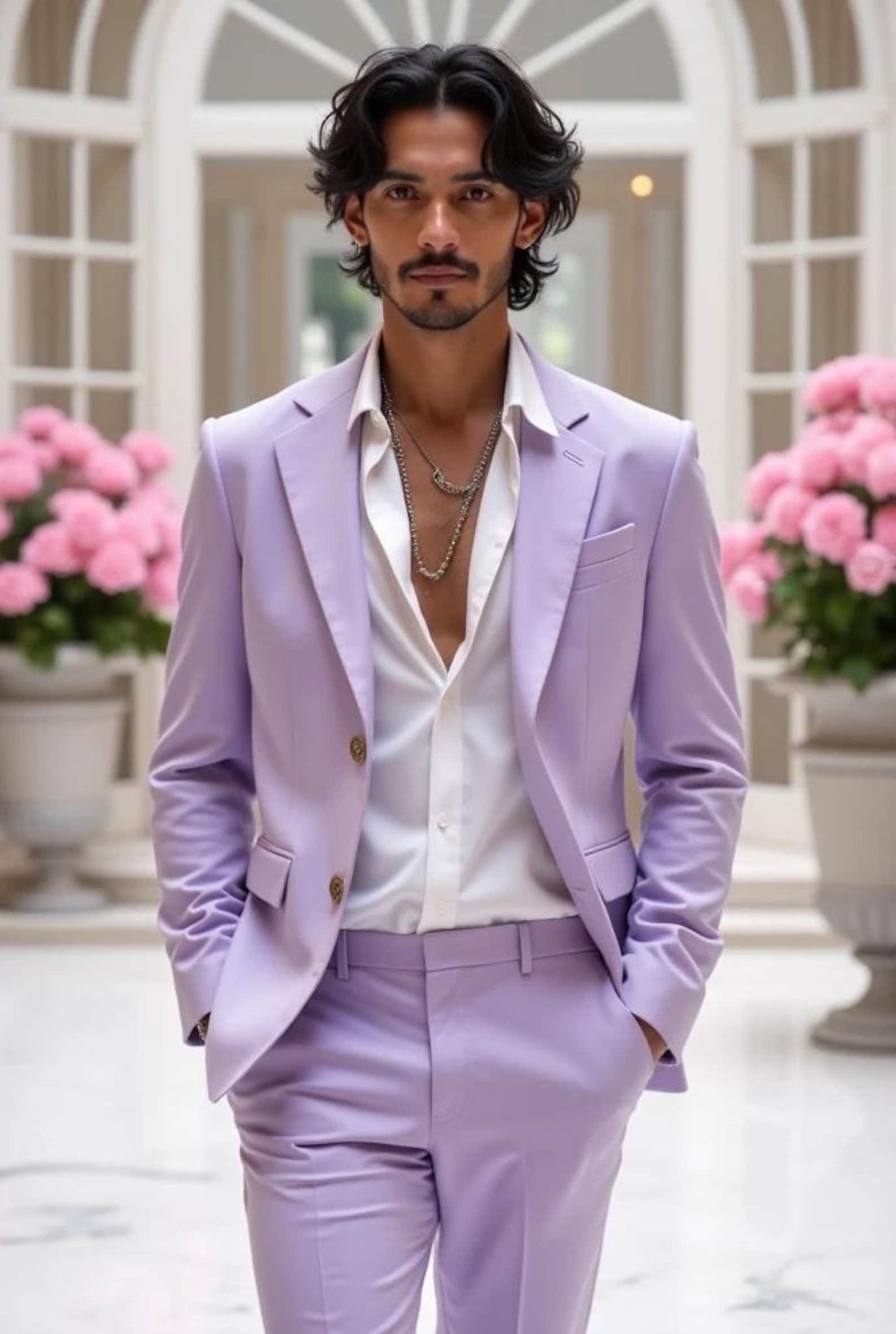 Groom Wedding Suit Stylish Lavender Men's Slim Coat Tuxedo Jacket Suit for Groomsman Gifts,Dinner PartyWear Prom Suit- Slim Fit to Plus Size