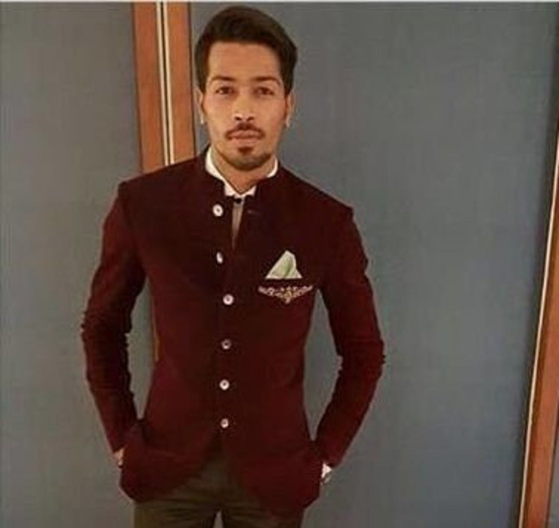 Madhu Couture Designer Marron Velvet Coat Bandhgala Jodhpuri Self Design Work Party Wear Wedding Suit for Men.