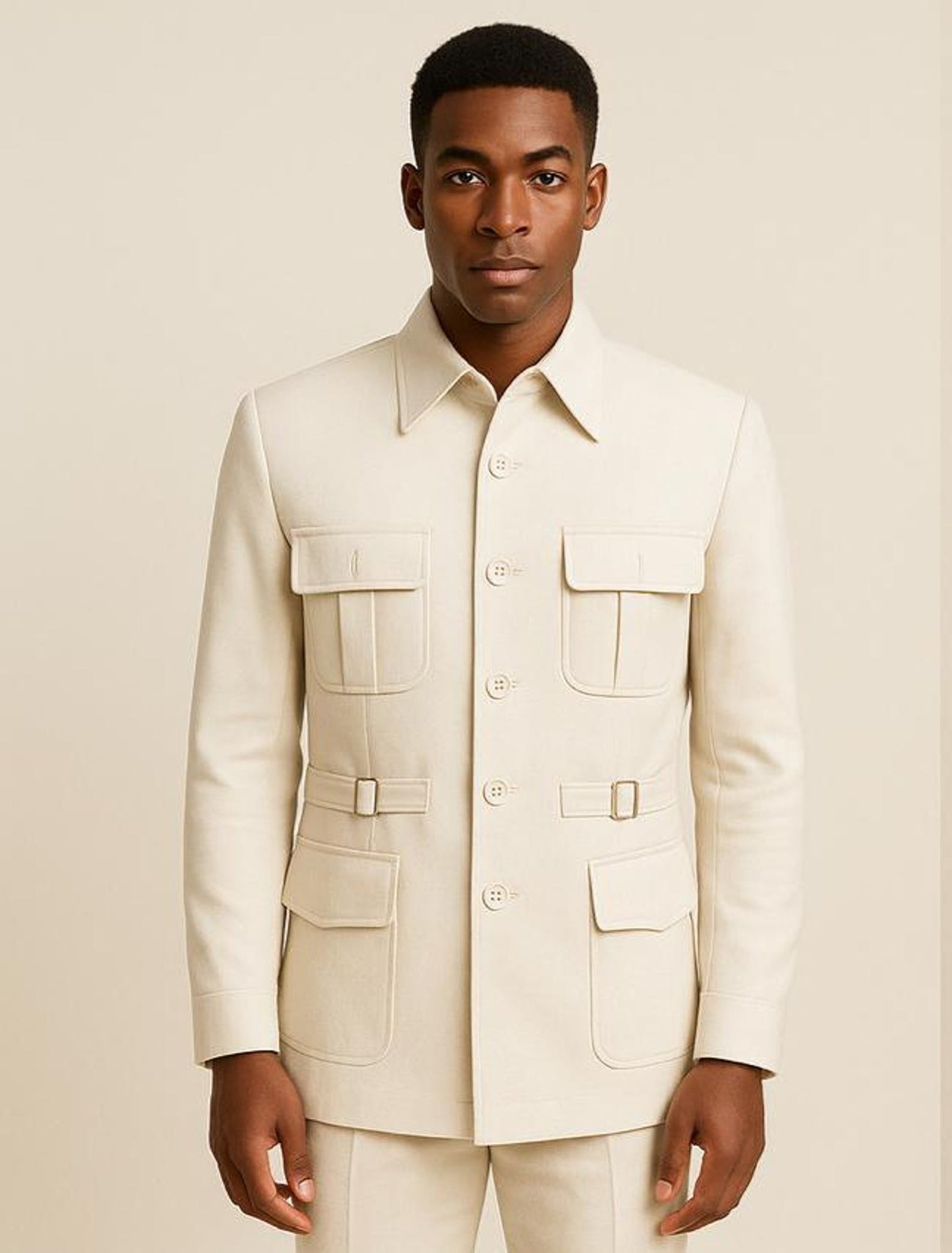 Yellow Hunting Style Safari Suit Coat Pants for Men