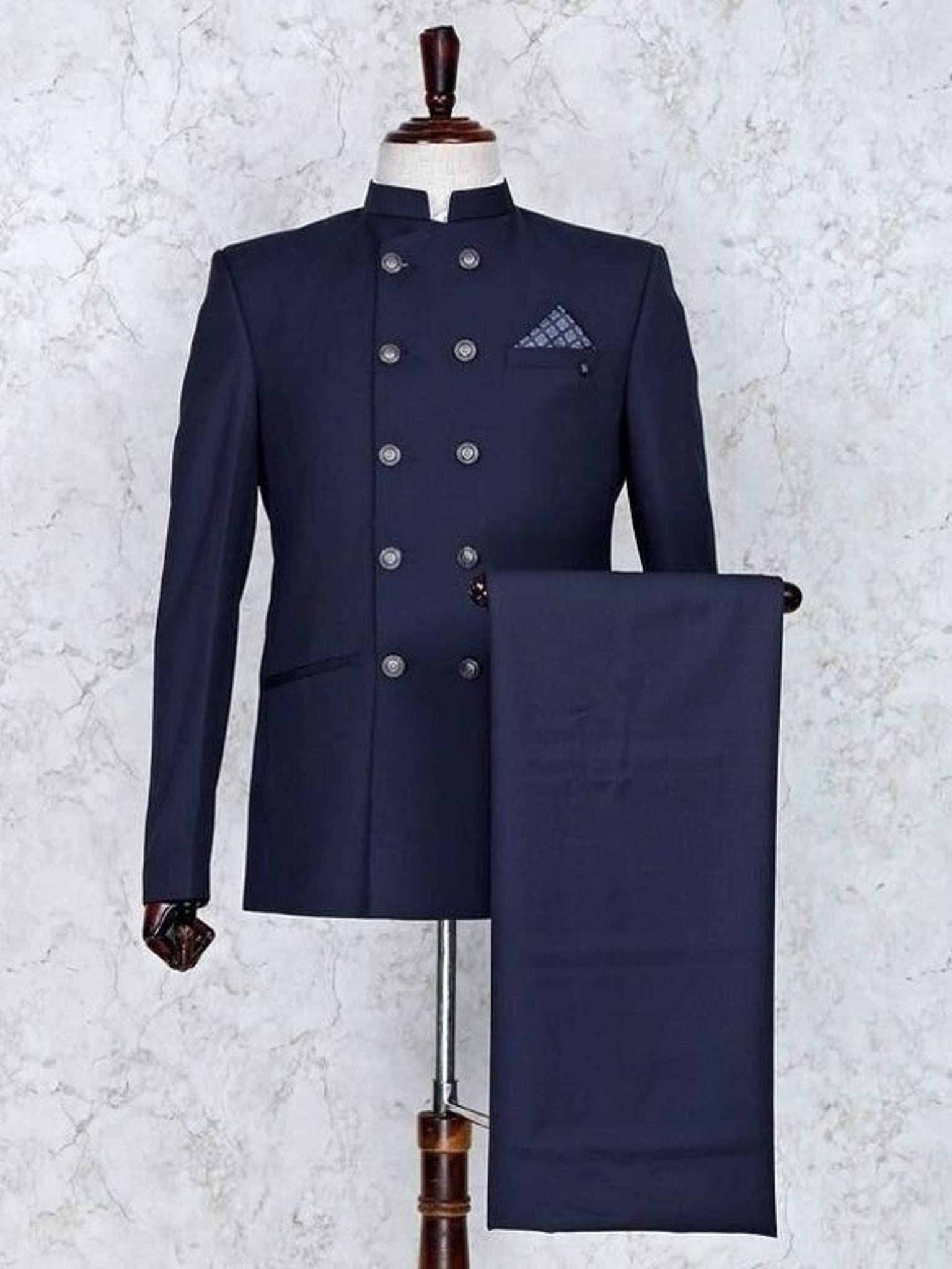 Madhu Couture Blue Bandhgala Stylish Collection of Partywear Designer Ethnic Jodhpuri Suit for Men .