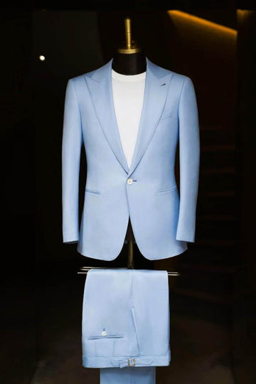 Blue Groom Suit Tuxedo Jacket, Men's Slim Fit Wedding Coat with Pants, Perfect Groomsman Gifts & Dinner Party Wear
