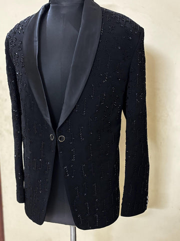 Luxury Black Embroidered Coat Pant Set | Indian Tuxedo Suit | Groomwear | Party Wear | Custom Tailored Men’s Suit