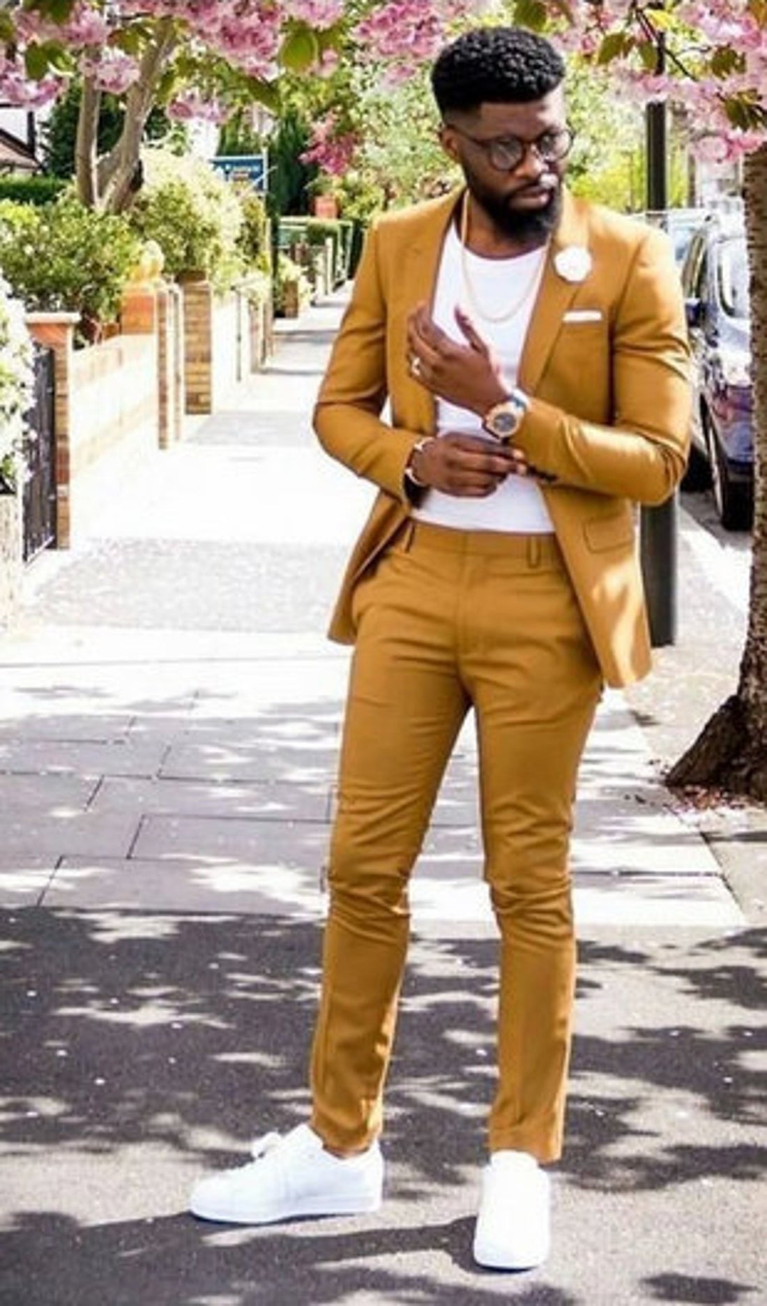 Men Suits 2 Piece Suit Slim fit One Button Mustard Suit For Men