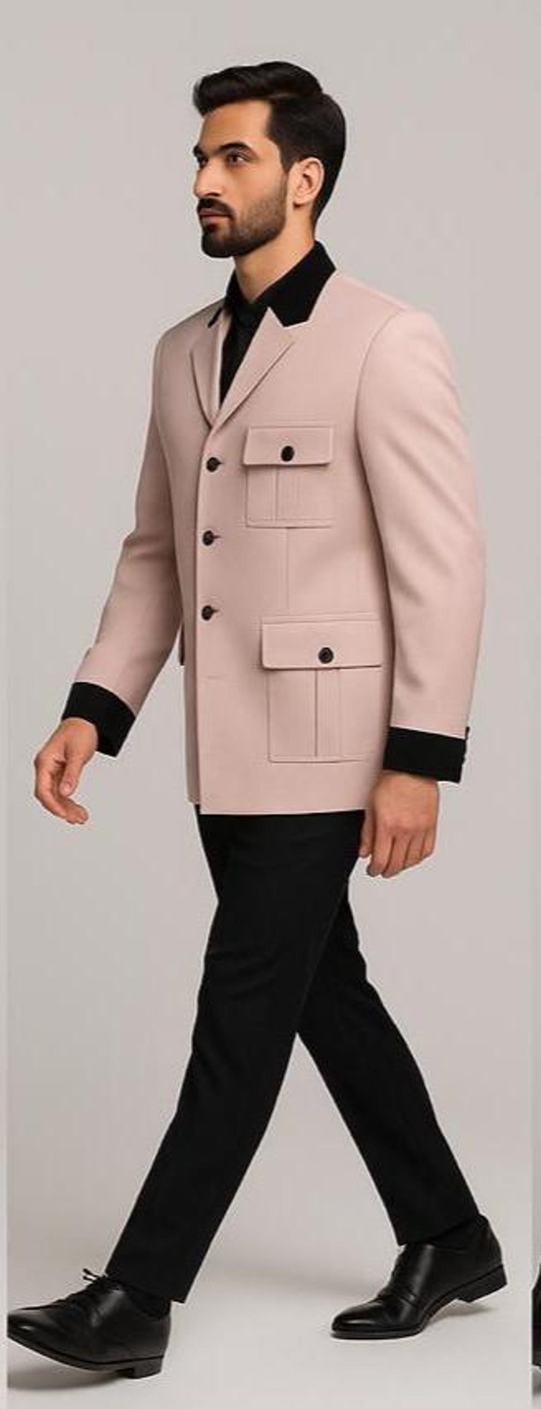 Pink Hunting Style Safari Suit Coat Pants for Men