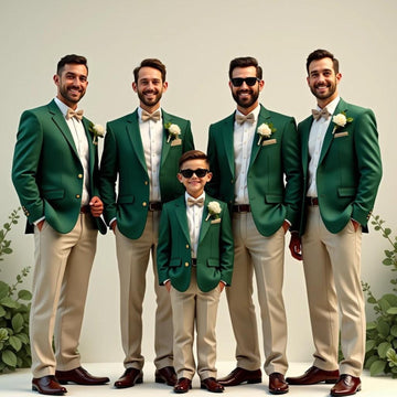 Madhu Couture Groom Wedding Green Men's Slim Coat Suit & Tuxedo Jacket with Pant Designer Dinner PartyWear Groomsman Gifts Outfit Dress