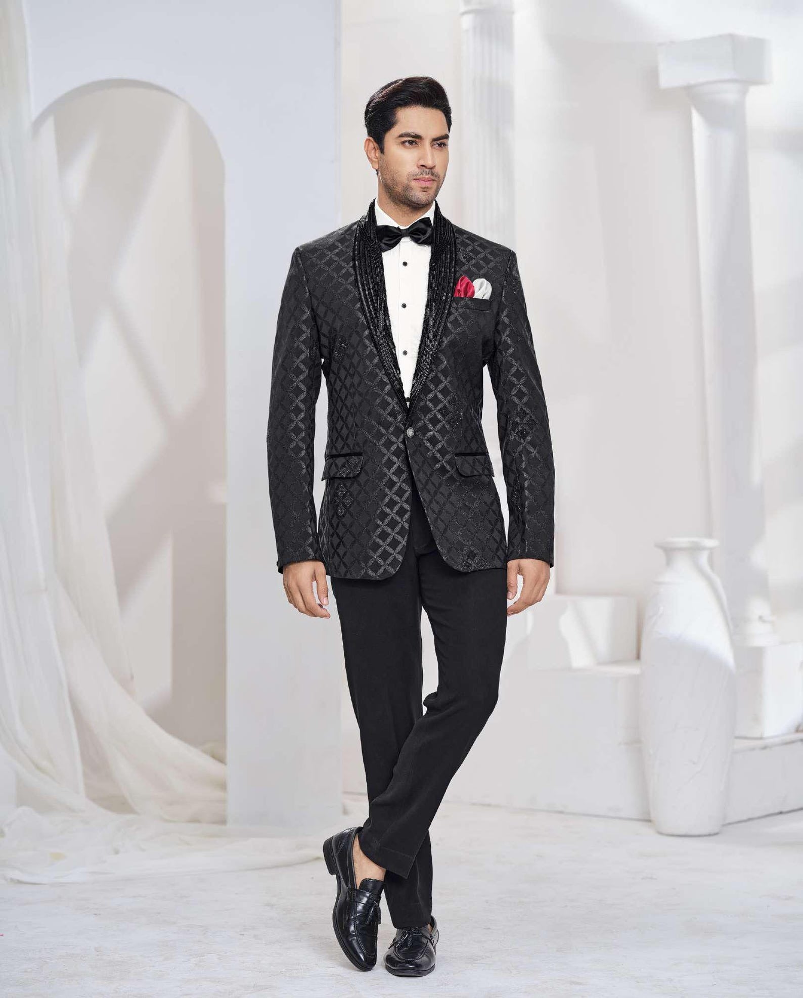 Black Embroidered Designer Tuxedo Coat Pant, Design for Formal Events, Ideal Unique Gift, Groom Wedding Wear, Luxurious Party Wear Coat