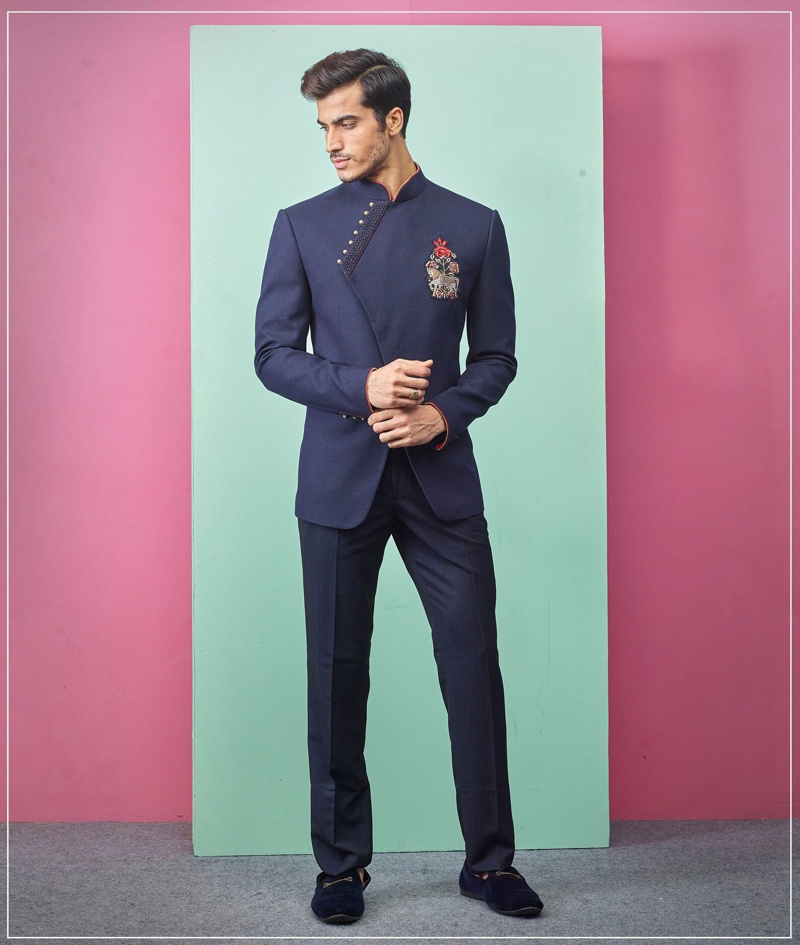 Madhu Couture Designer Bandhgala Jodhpuri Self Design Work Party Wear Wedding Suit for Men.
