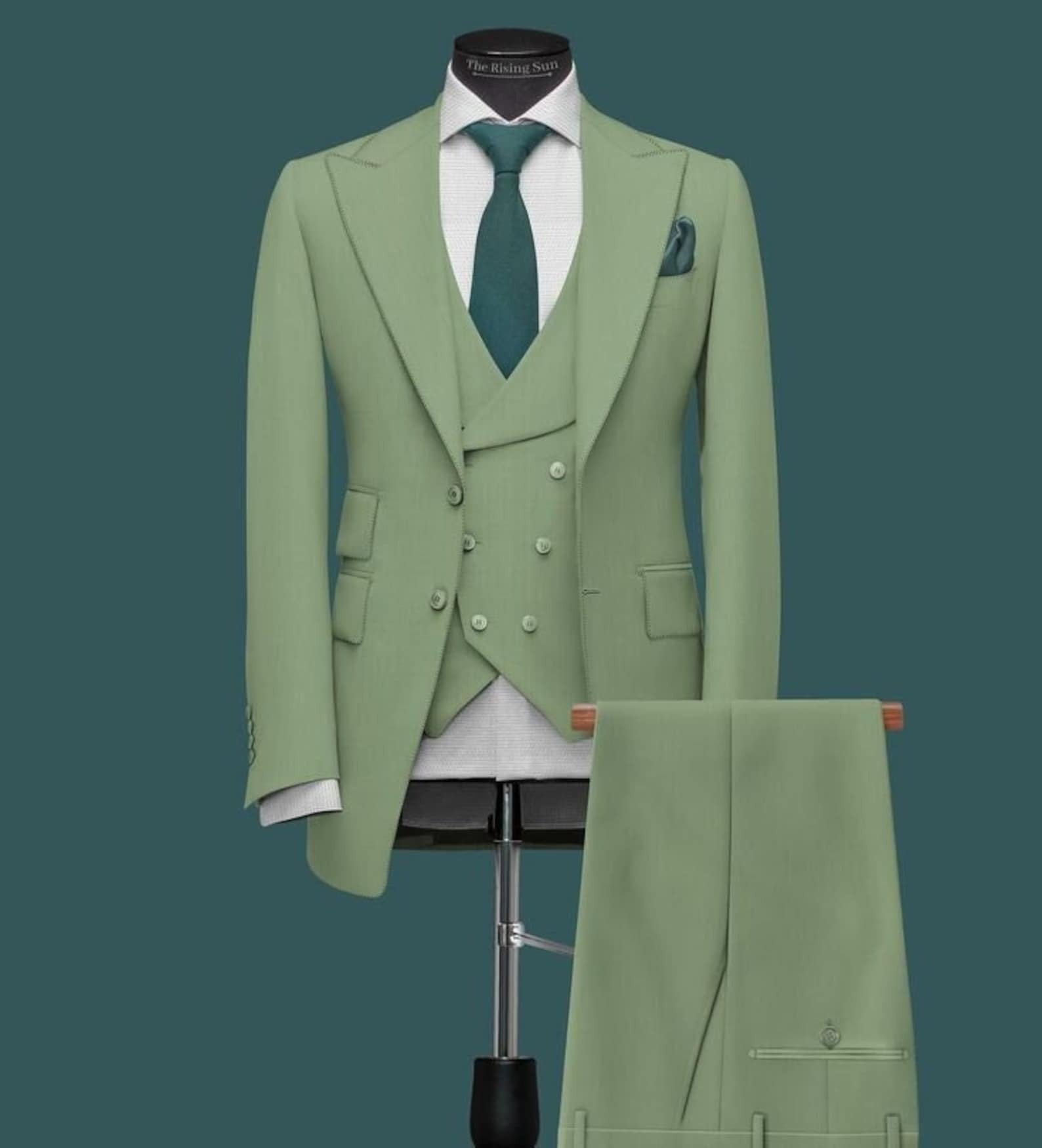 Madhu Couture Men Suits, Suits For men Green three piece Wedding Suit, Formal Fashion Slim Fit Suit