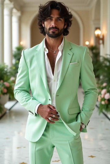 Mint GreenLatest Stylish Wedding Men's Slim Coat Pant Tuxedo Jacket Suit for Groomsman Gifts & Dinner Party Wear Prom Suit Beach Wear Gift