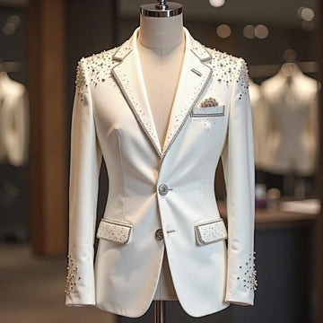 Designer Stylish Cutdana Work Coat Pant Fashion Wedding 2 Piece Groom Party Wear Coat Pant Suit For Men Gift For Him