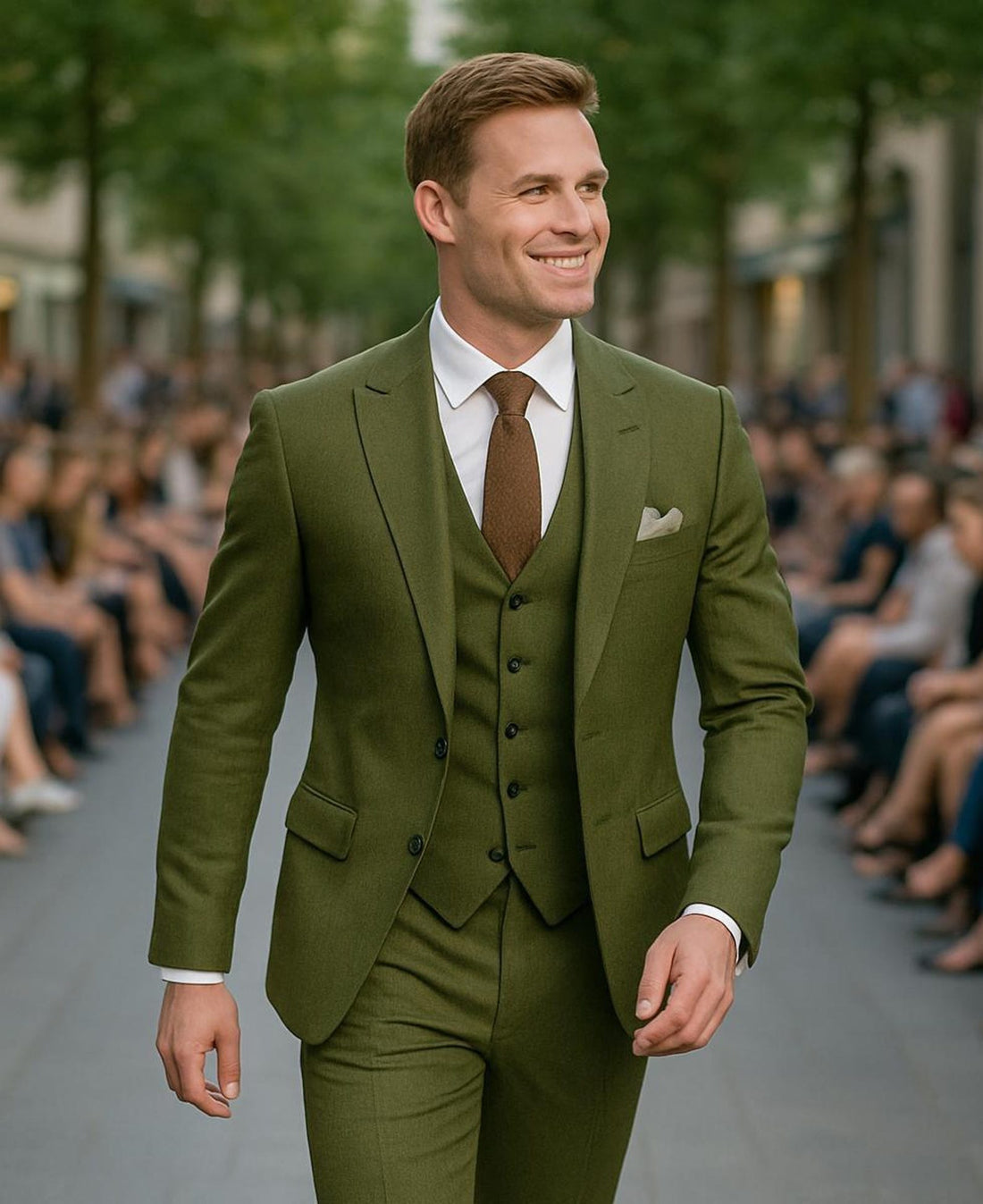 Green Wedding Suit Stylish Men's Slim Coat Tuxedo Jacket Vest with Pants for Groomsman Gifts & Dinner Party Wear Prom Suit