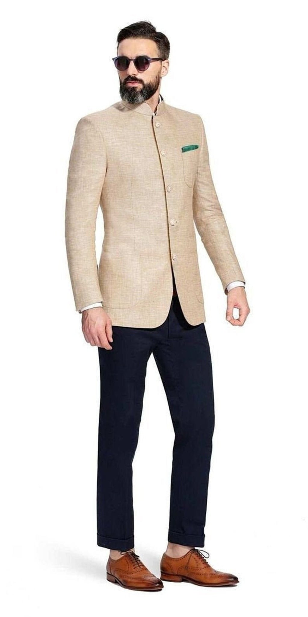 Madhu Couture Men Jodhpuri Suits Designer Ivory 2 Piece Suit Indian Wedding Suits Coat Pant.