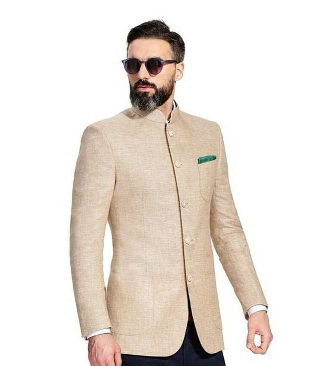 Madhu Couture Men Jodhpuri Suits Designer Ivory 2 Piece Suit Indian Wedding Suits Coat Pant.