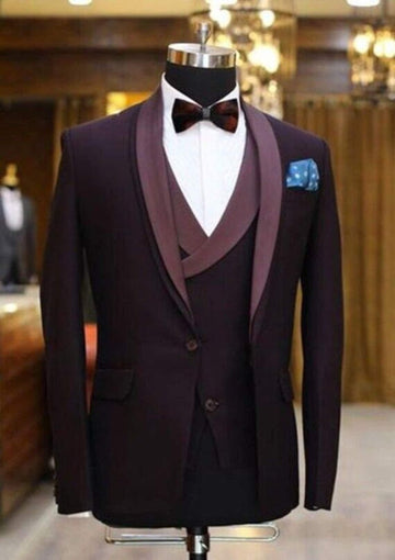 Madhu Couture Coat Pant Wine Designer Formal Fashion Wedding 3 Piece Groom Party Wear Coat Pant Suit For Men.