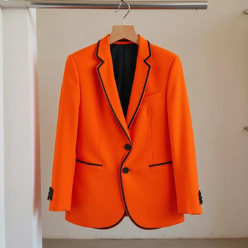 Stylish Wedding Men's Slim Coat Pant Orange Tuxedo Jacket Suit for Groomsman Gifts & Dinner Party Wear Prom Suit Beach Wear Gift.