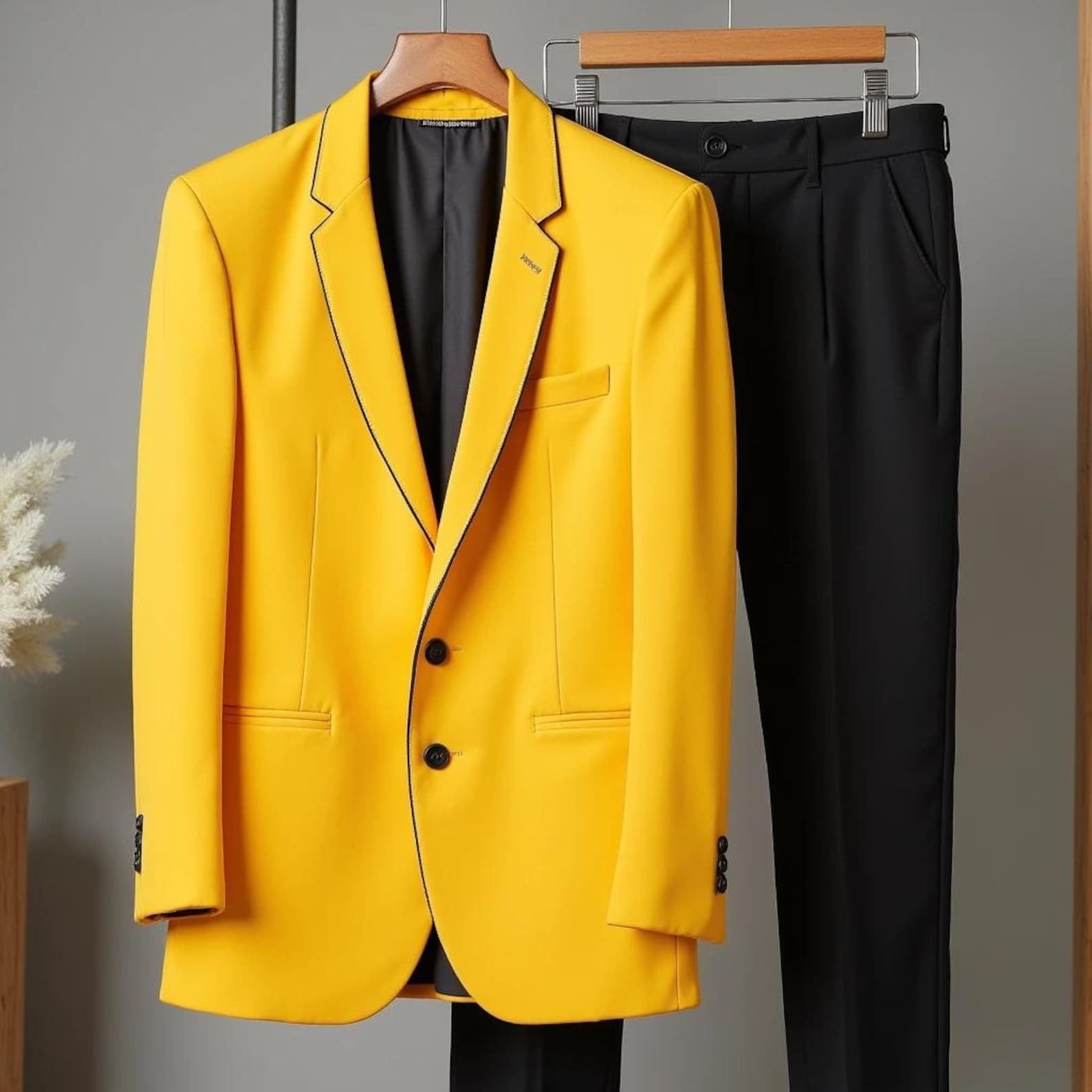 Yellow Wedding Men's Slim Coat Pant Tuxedo Jacket Suit for Groomsman Gifts & Dinner Party Wear Prom Suit Beach Wear Gift For Him