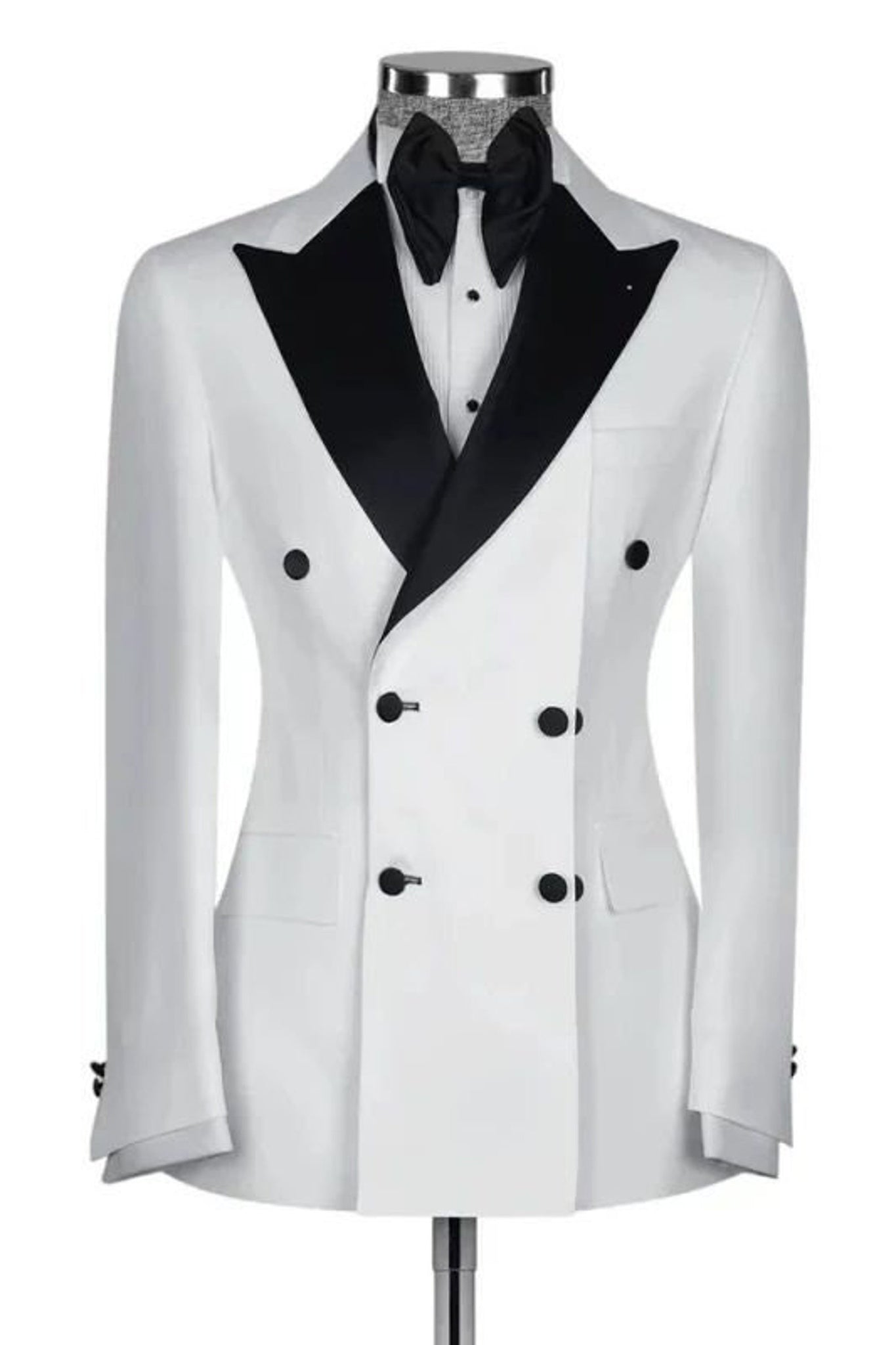 Madhu Couture White Double Breasted Blazer Coat Slim Fit Party Wear Designer Partywerar Slim Fit Tuxedo Suit for Men.