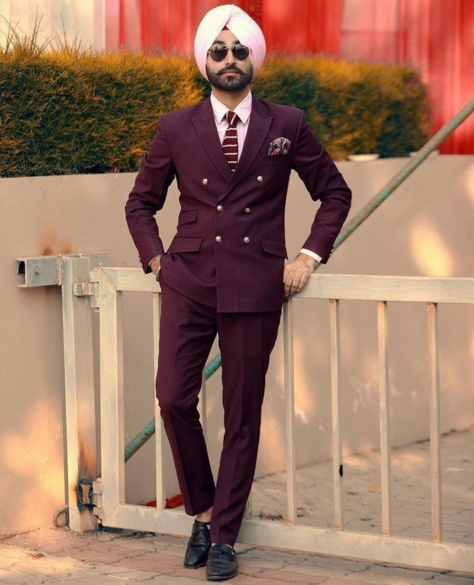 Maroon Double Breasted Groom Suit Tuxedo Jacket, Men's Slim Fit Wedding Coat with Pants, Perfect Groomsman Gifts & Dinner Party Wear