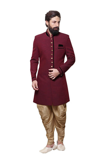 Sherwaniforme Indian Stylish Ethnic Designer Partywear Banarasi Silk Indo Western Dress Sherwani.