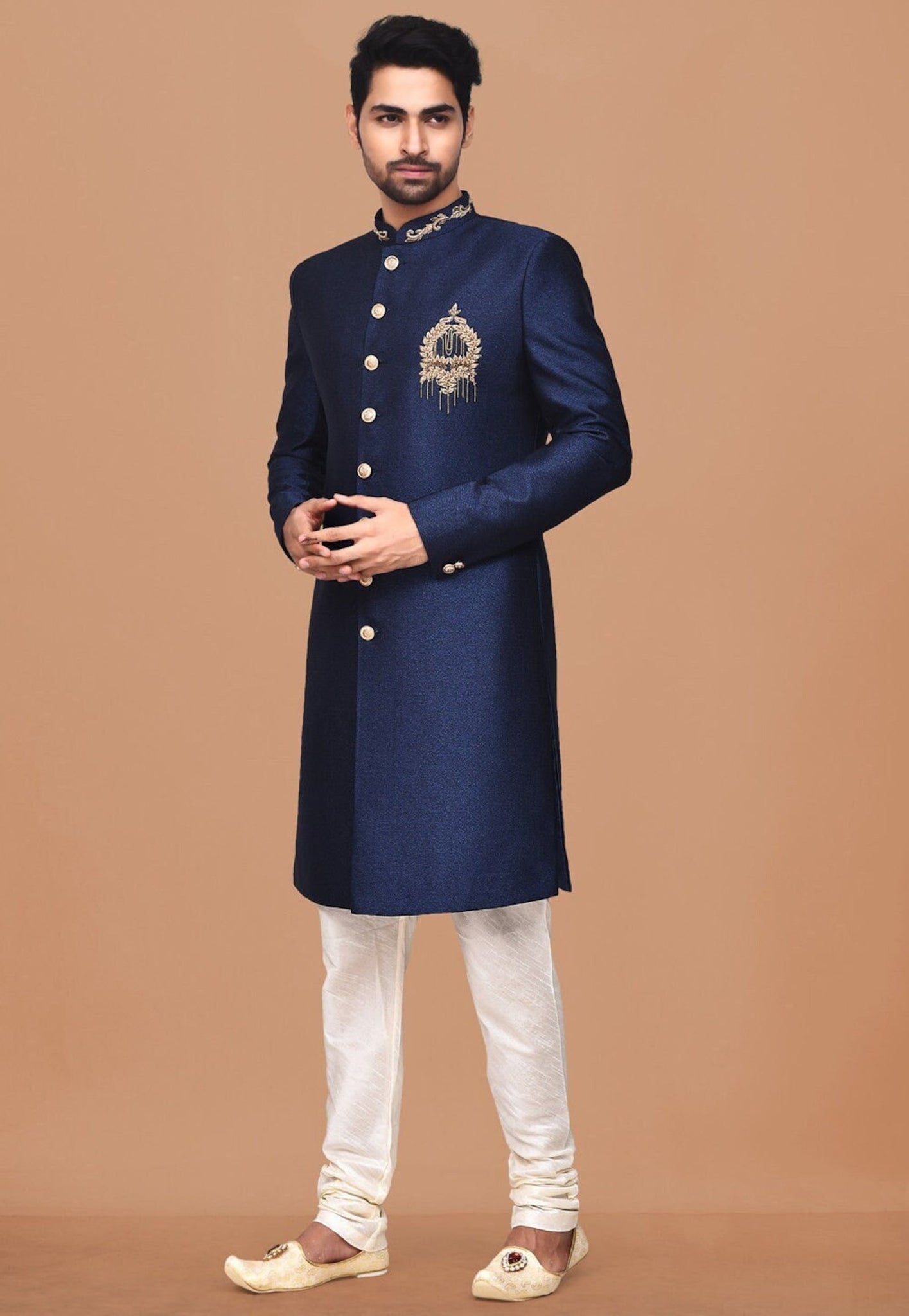 Madhu Couture Indian Stylish Ethnic Traditional Partywear Marriage Wedding Sherwani Groom Outfit For Men.