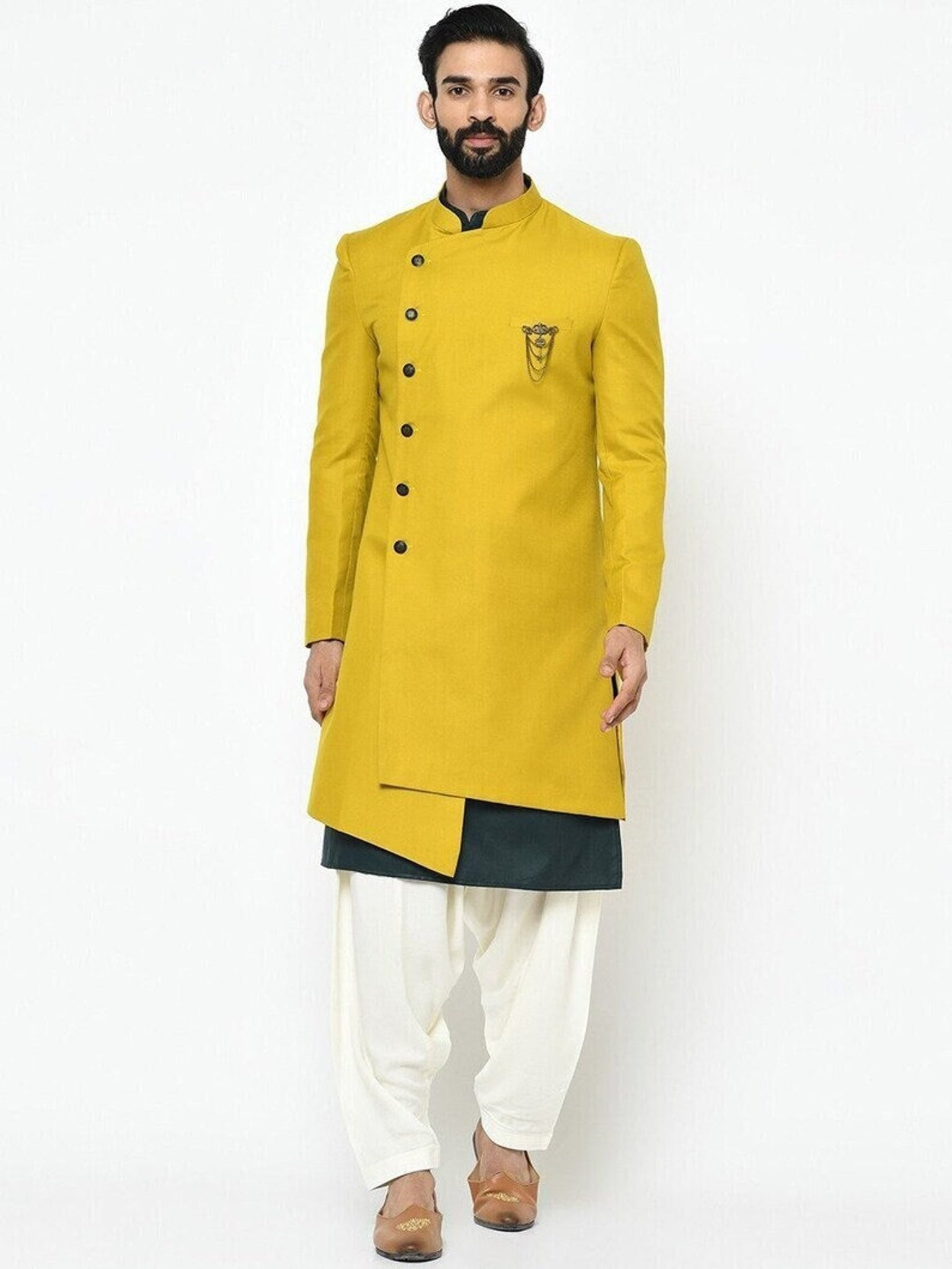 Madhu Couture New Ethnic Collection of Indian White Sherwani Set Wedding Self Designer Indowestern Sherwani for man.