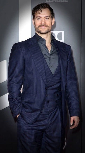 Madhu Couture Blue stylish Striped Coat Pant Designer Formal Fashion Wedding 3 Piece Groom Party Wear Coat Pant Suit For Men.