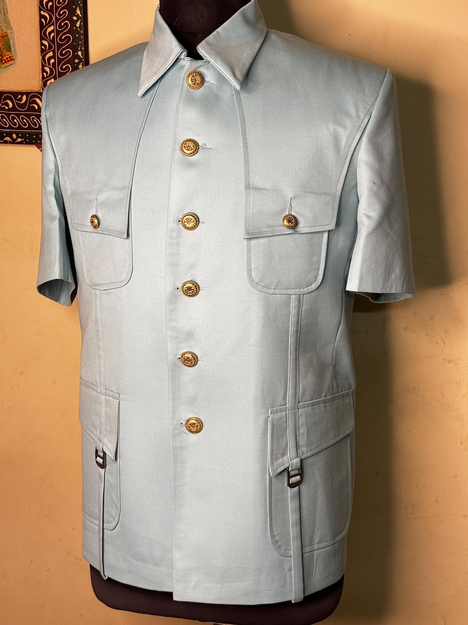 Grey Half Sleeve Safari Suit for Men