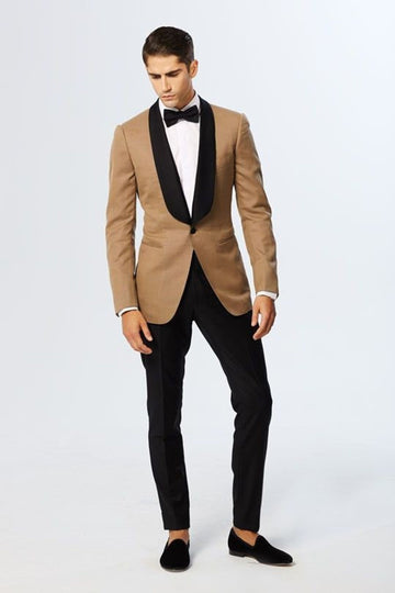 Madhu Couture Beige Indian Designer Formal And Ethnic Wear Coat Blazer With Black Pant For Men.