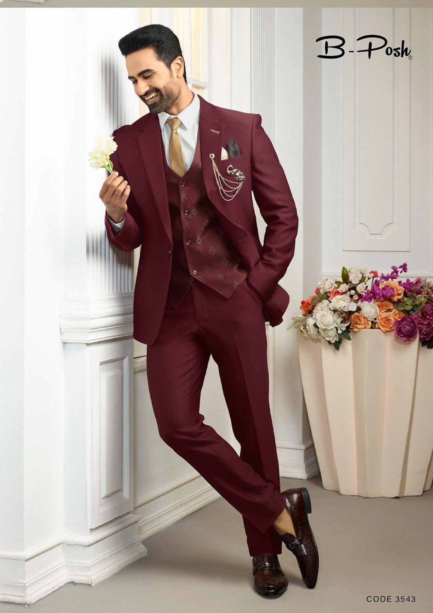 Madhu Couture 3 piece coat pant new design Designer Formal Fashion Wedding Groom Party Wear Coat Pant Suit For Men.