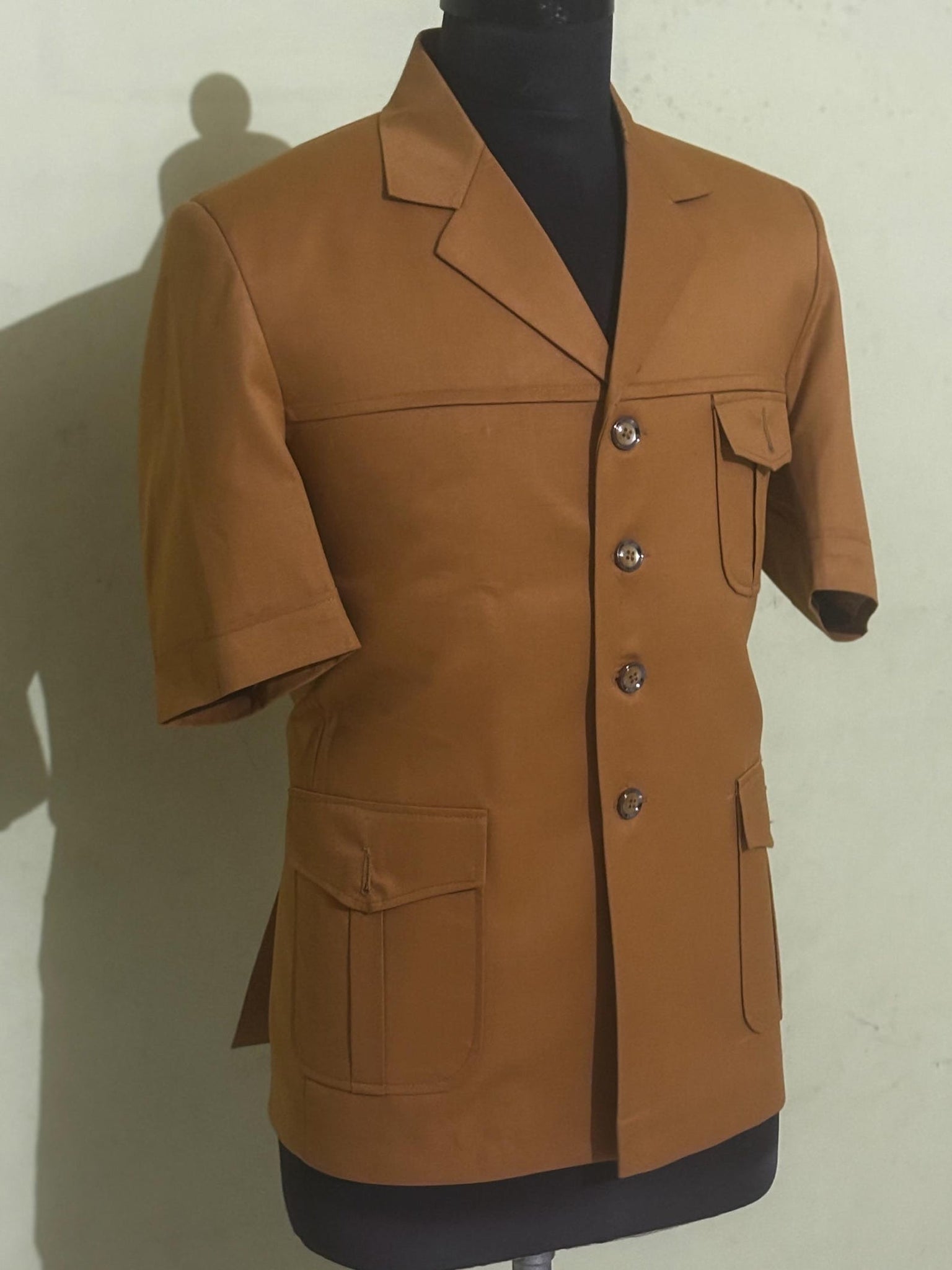 Brown Half Sleeve Safari Suit for Men