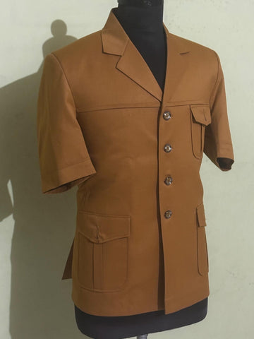 Brown Half Sleeve Safari Suit for Men
