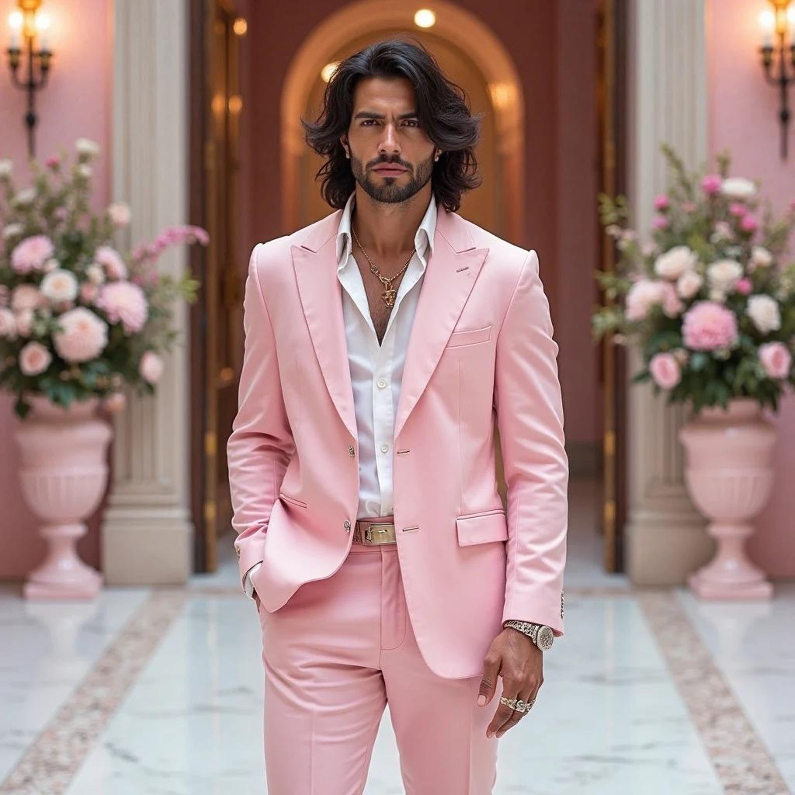Stylish Pink Wedding Men's Slim Fit Coat Pant Tuxedo Jacket Suit for Groomsman Gifts & Dinner Party Wear Prom Suit Beach Wear