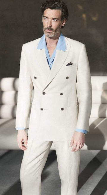 Madhu Couture White Coat Pant Designer Formal Fashion Wedding 2 Piece Groom Party Wear Coat Pant Suit For Men.