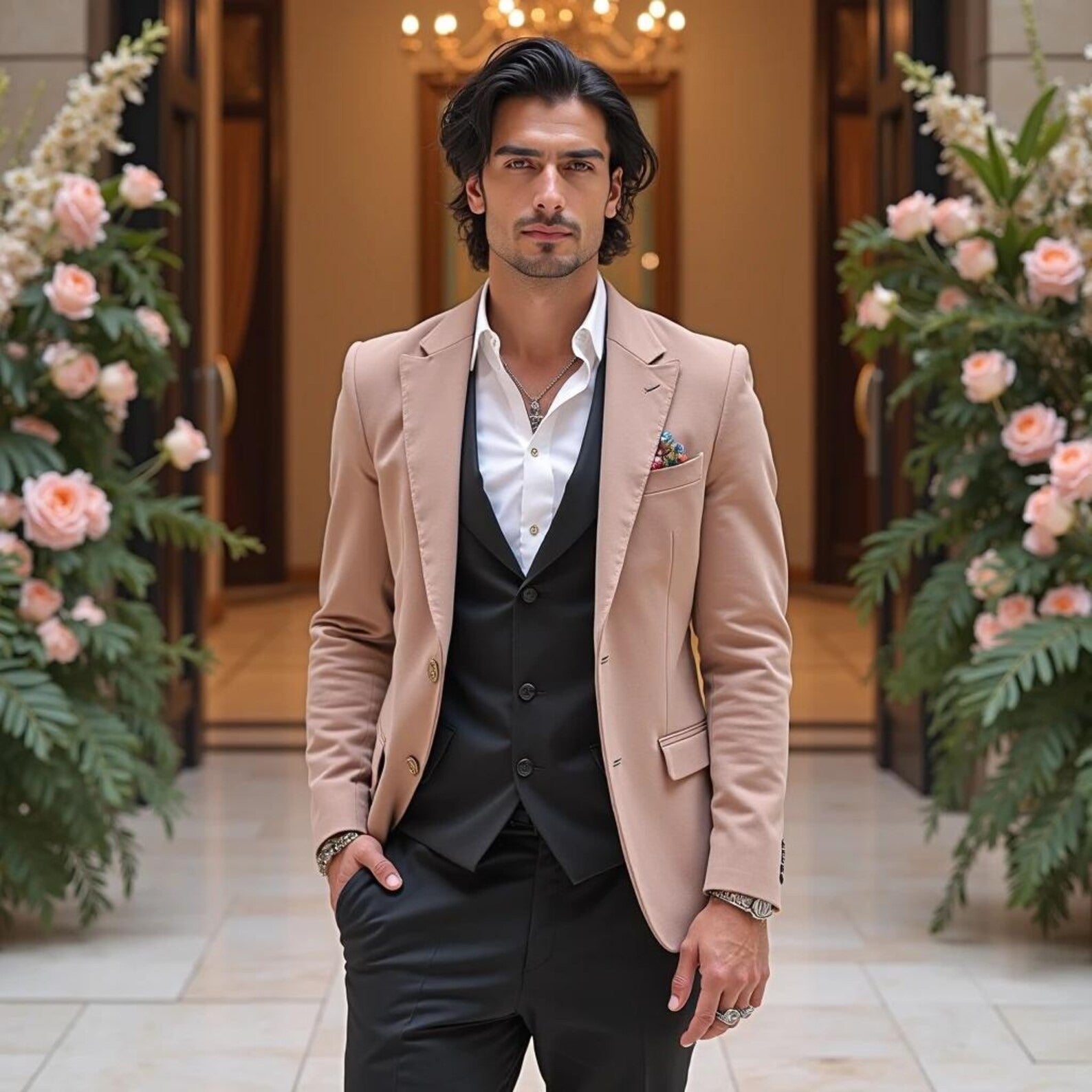 Rose Mouve Coat Men's Slim Fit Tuxedo Suit | Trendy Groomsman Gifts & Dinner Party Wear | Stylish Prom Beach Outfit