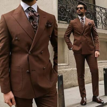 Madhu Couture Brown Coat Pant Designer Formal Fashion Wedding 2 Piece Groom Party Wear Coat Pant Suit For Men.