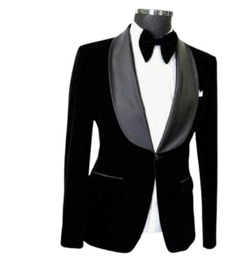 Madhu Couture Tuxedo Jacket Men Black Velvet Luxury Elegant Stylish Blazer Wedding Party Wear Dinner Coat.