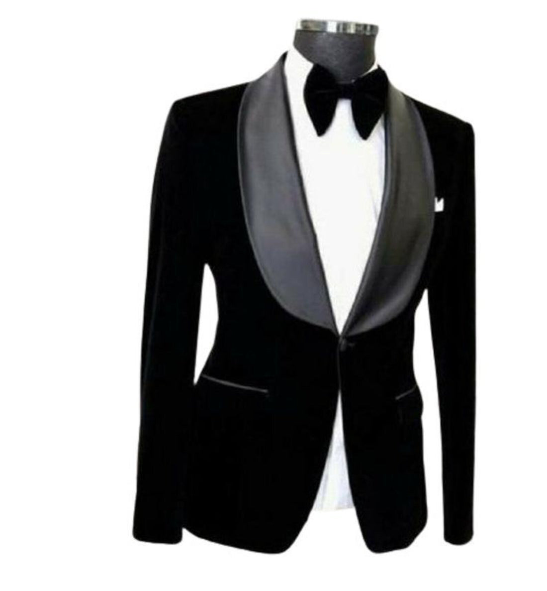 Madhu Couture Tuxedo Jacket Men Black Velvet Luxury Elegant Stylish Blazer Wedding Party Wear Dinner Coat.